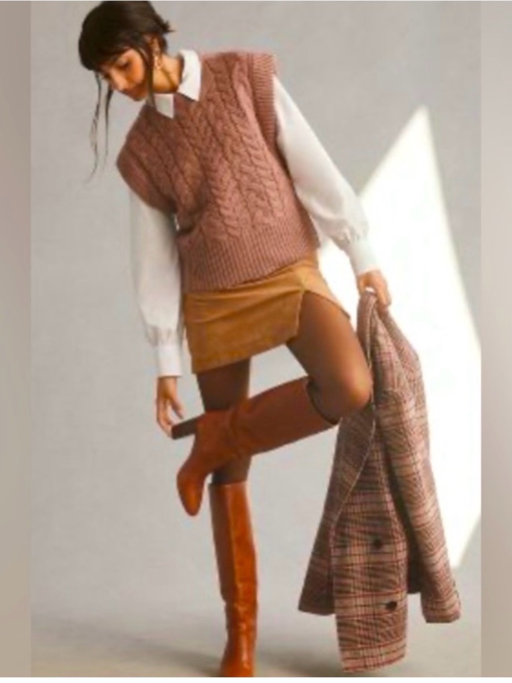 NWT RD Style by Anthropologie Cable Knit Sleeveless Sweater Vest in mauve